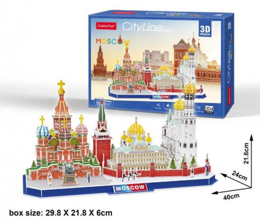 3D пъзел Cubic Fun Cityline - Москва, 204 части