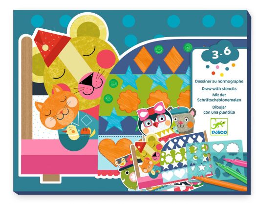 Творчески комплект Djeco - Направи колажи и оцвети с форми