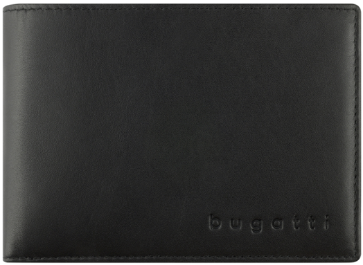 Мъжки кожен портфейл Bugatti Super Slim With Flap 5CC, черен