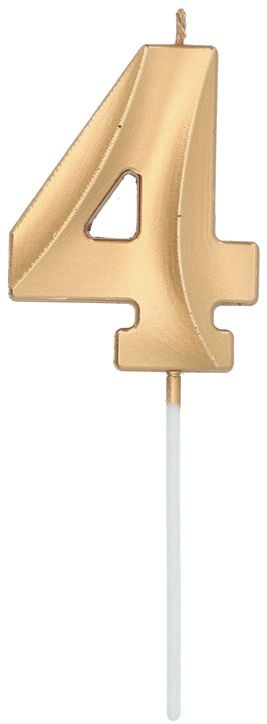 Свещ за рожден ден Folat - Цифра 4, златист металик