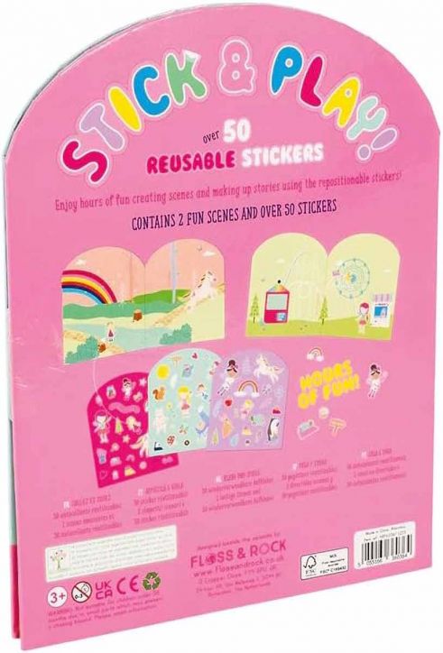 Книжка със стикери Floss & Rock, Stick and Play, Rainbow Fairy - Фея