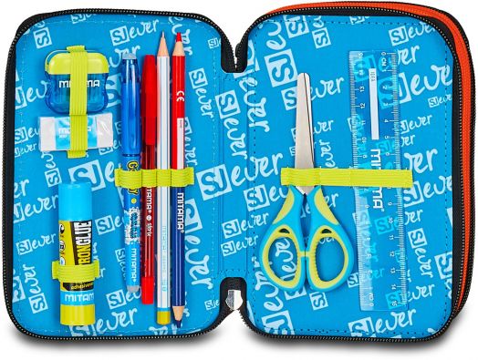 Ученически несесер Seven SJ Ever Rules с три отделения, пълен