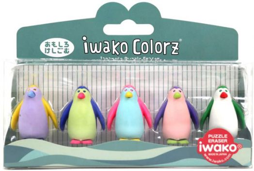 Комплект гумички Iwako ColorZ - Пингвини