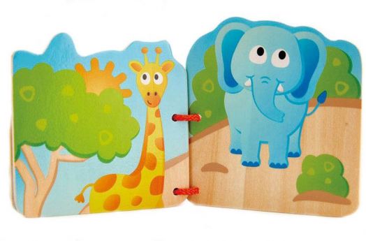 Дървена книжка Hape - Диви животни