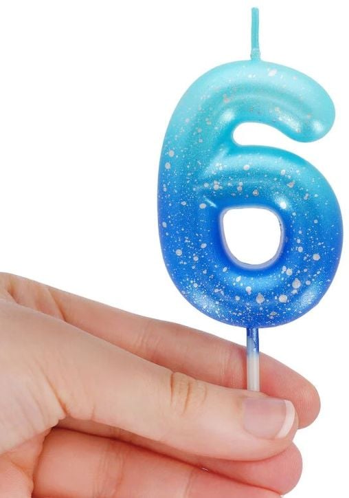 Свещ за рожден ден Legami - Цифра 6, синя