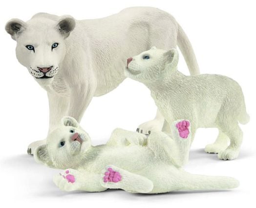 Комплект Schleich: Бяла майка лъвица с малки