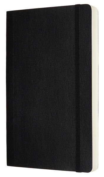 Черен тефтер Moleskine Classic Notebook Plain Expanded Version Black с меки корици и бели нелинирани листа
