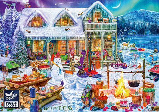 Пъзел Black Sea Puzzles - Зимни забавления, 1000 части