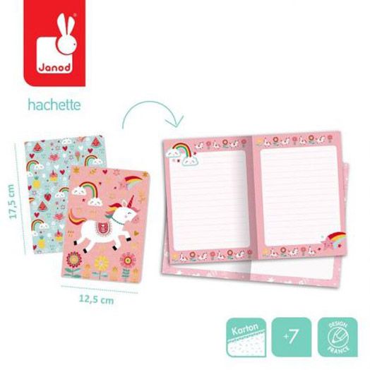 Комплект тетрадки Janod - Лисица / Еднорог, 2 бр.