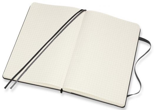 Черен тефтер Moleskine Classic Notebook Squared Expanded Version Black с твърди корици и листа на малки квадратчета