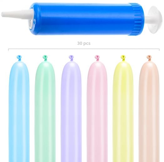 Комплект за парти PartyDeco - 30 светли балона + помпа