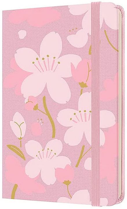 Джобен тефтер Moleskine Sakura с твърди корици и нелинирани страници, тъмнорозов цвят