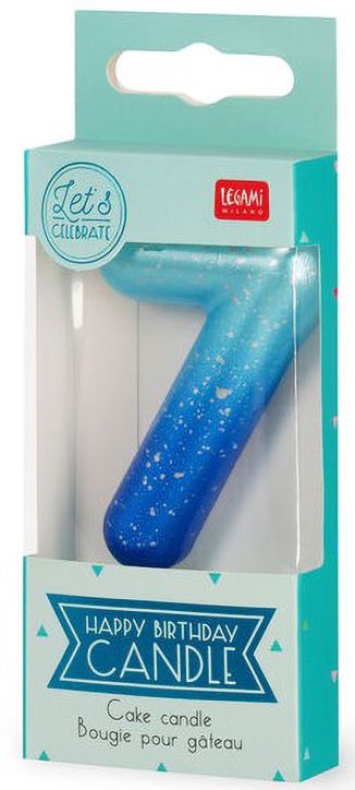 Свещ за рожден ден Legami - Цифра 7, синя
