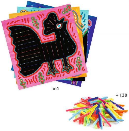 Творчески комплект Djeco: Направи си картини със шенилова тел