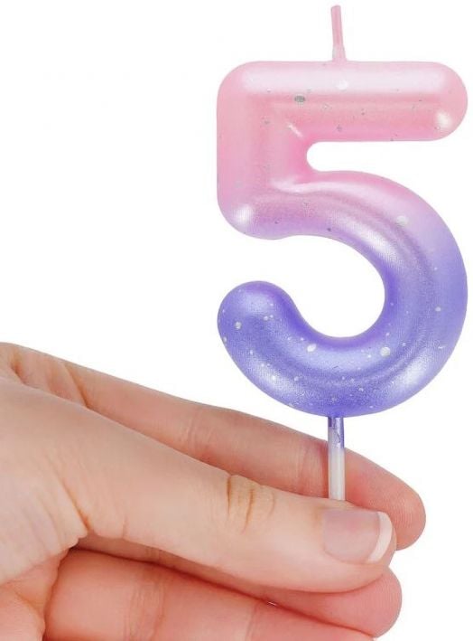 Свещ за рожден ден Legami - Цифра 5, розова