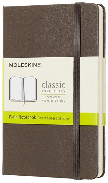 Джобен кафяв тефтер Moleskine Classic Earth Brown с твърди корици и нелинирани страници