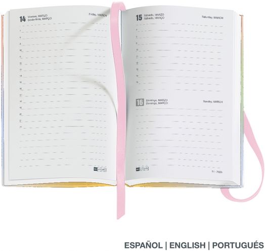 Джобен бележник - органайзер Miquelrius Aurora за 2025 г. — един ден на страница