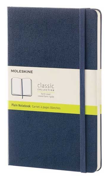 Сапфирено син тефтер Moleskine с твърди корици, нелиниран