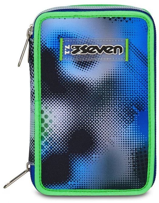 Ученически несесер Seven Write Down Green с три отделения, пълен