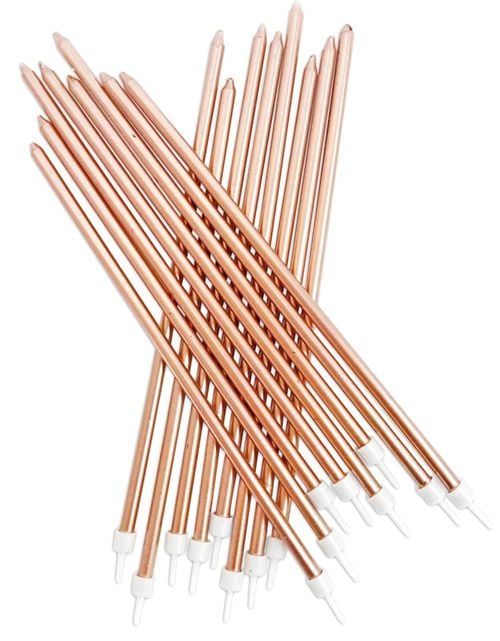 Дълги свещички Creative Party - Розово злато, 16 бр.