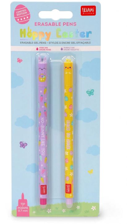 Комплект изтриваеми гел химикалки Legami - Зайче и Пиле