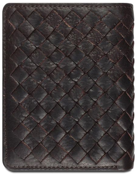 Кожен калъф за кредитни карти Bugatti Woven, тъмнокафяв