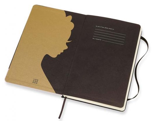 Черен тефтер Moleskine Snow White Gold Crown Large с широки редове, Limited Edition
