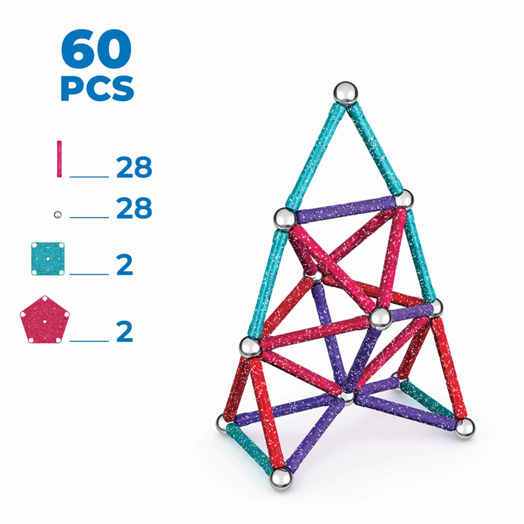 Магнитен конструктор Geomag - Glitter, 60 части