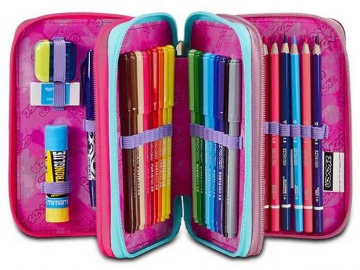 Ученически несесер Seven MarkOn с три отделения, пълен