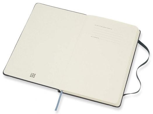 Класически тъмносин кожен тефтер Moleskine Leather Avio с твърди корици и линирани страници