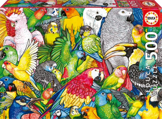 Пъзел Educa: Папагали, 500 части