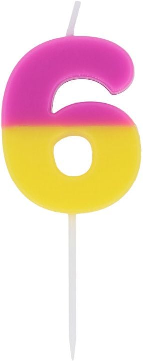 Свещ за рожден ден Folat Stripetastic - Цифра 6