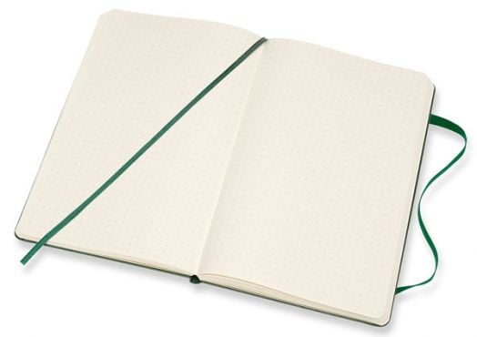 Класически лавровозелен тефтер Moleskine Classic Myrtle Green Dotted с твърди корици и листа на точки