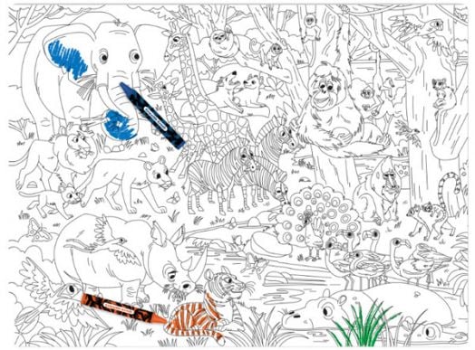 Плакат за оцветяване Crocodile Creek - Животни в джунглата