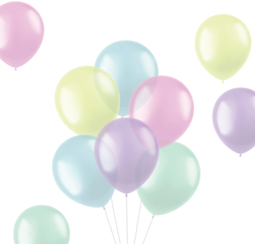 Комплект прозрачни пастелни балони Folat, 10 бр.