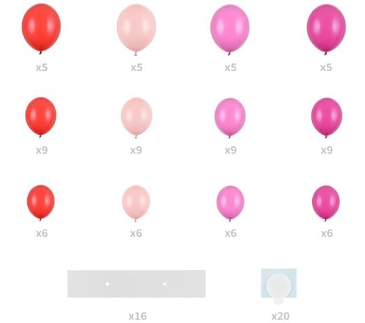 Комплект балони PartyDeco - Розов гирлянд сърце