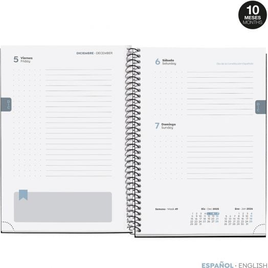 Тефтер - органайзер Miquelrius Serpentine от септември 2025 до юни 2026 г., ден на страница