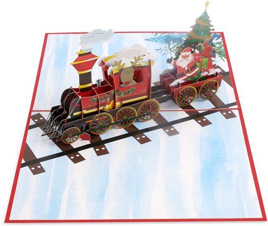 Поздравителна картичка Kiriori Дядо Коледа с влак