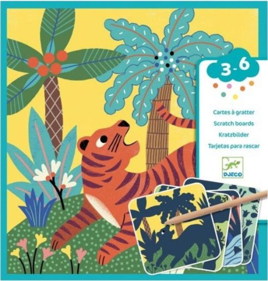 Скреч картини Djeco - Големи животни