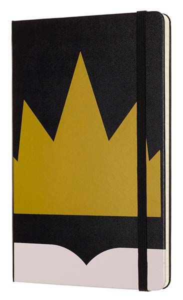 Черен тефтер Moleskine Snow White Gold Crown Large с широки редове, Limited Edition