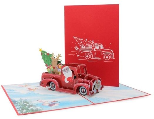 Поздравителна картичка Kiriori Дядо Коледа с кола