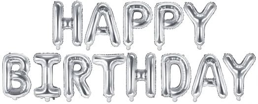 Фолиев балон PartyDeco - Happy Birthday, сребърен