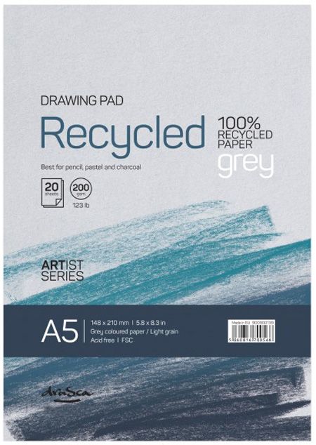 Скицник Drasca Recycled Drawing Pad Grey, A5 20 листа