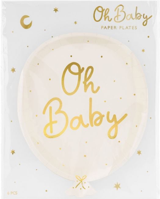 Чинийки PartyDeco - Oh Baby, 6 бр.