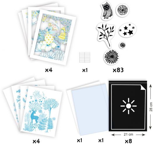 Креативен комплект Djeco In The Moonlight - циано печат