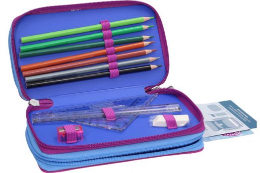 Ученически несесер Пеперуди с три отделения, пълен - модел 2022