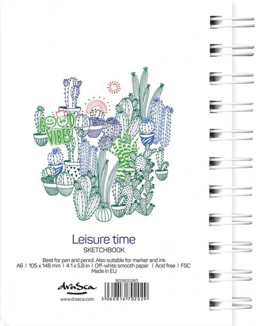 Скицник Drasca Leisure Time, A6, 80 листа, портрет