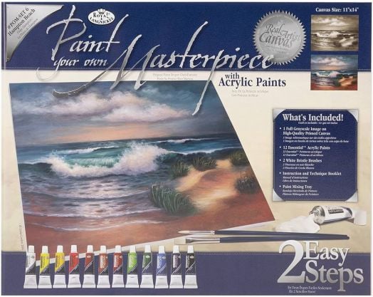 Комплект за лесно рисуване с акрилни бои върху платно Royal & Langnickel - Морски бряг