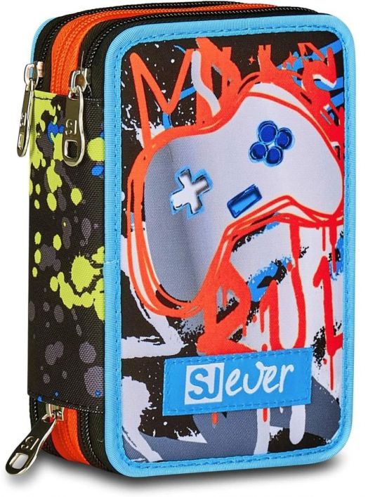 Ученически несесер Seven SJ Ever Rules с три отделения, пълен