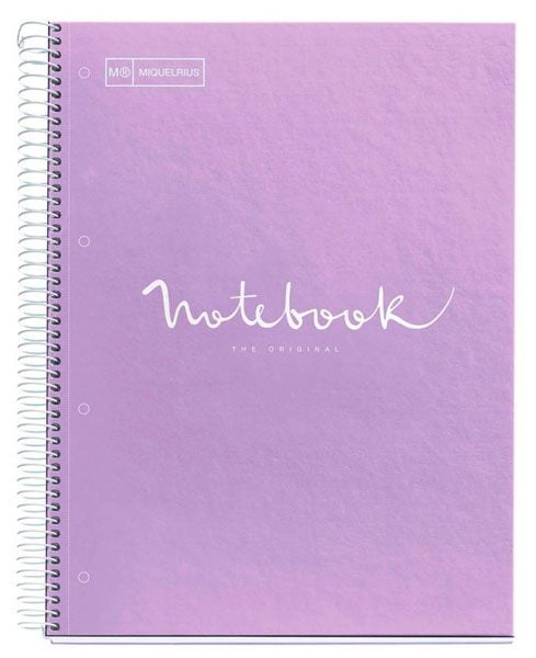 Тетрадка Miquelrius Emotions А4 със спирала, 80 листа на малки квадратчета, светлолилава